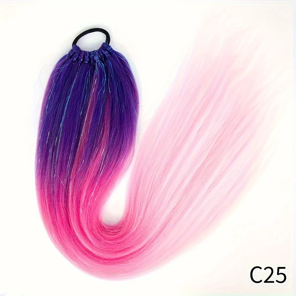 H&STAR  24Inch Synthetic Hair Ponytail Hair Extensions  Hair Shiny Hair Ponytail Extension For Braiding Hair On Hair Tie Loose