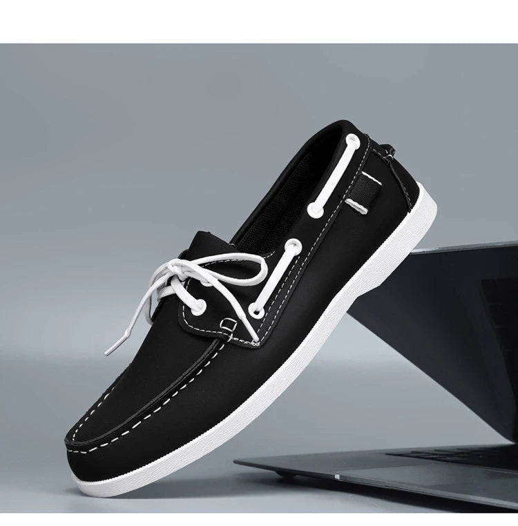 Men Loafers Strap Design Boat Shoes PU Leather High Quality Comfortable Slip-On Soft Flat Driving Shoes For Male Plus Size 40-48