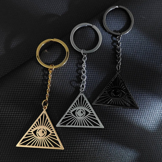 Pyramid Pendant Key Chains For Women Masonic Triangle Eye Eyes Keychain Slavic Viking Men Jewelry