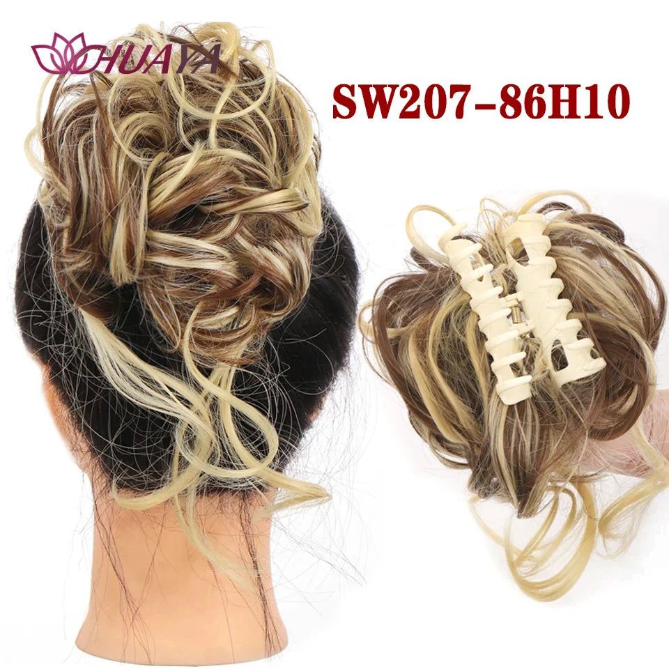 Synthetic Hair Bun Chignon for Women Messy Bun Hair Piece Tousled Updo Hair Extensions With Claw Clip Curly Hairpins Black Brown
