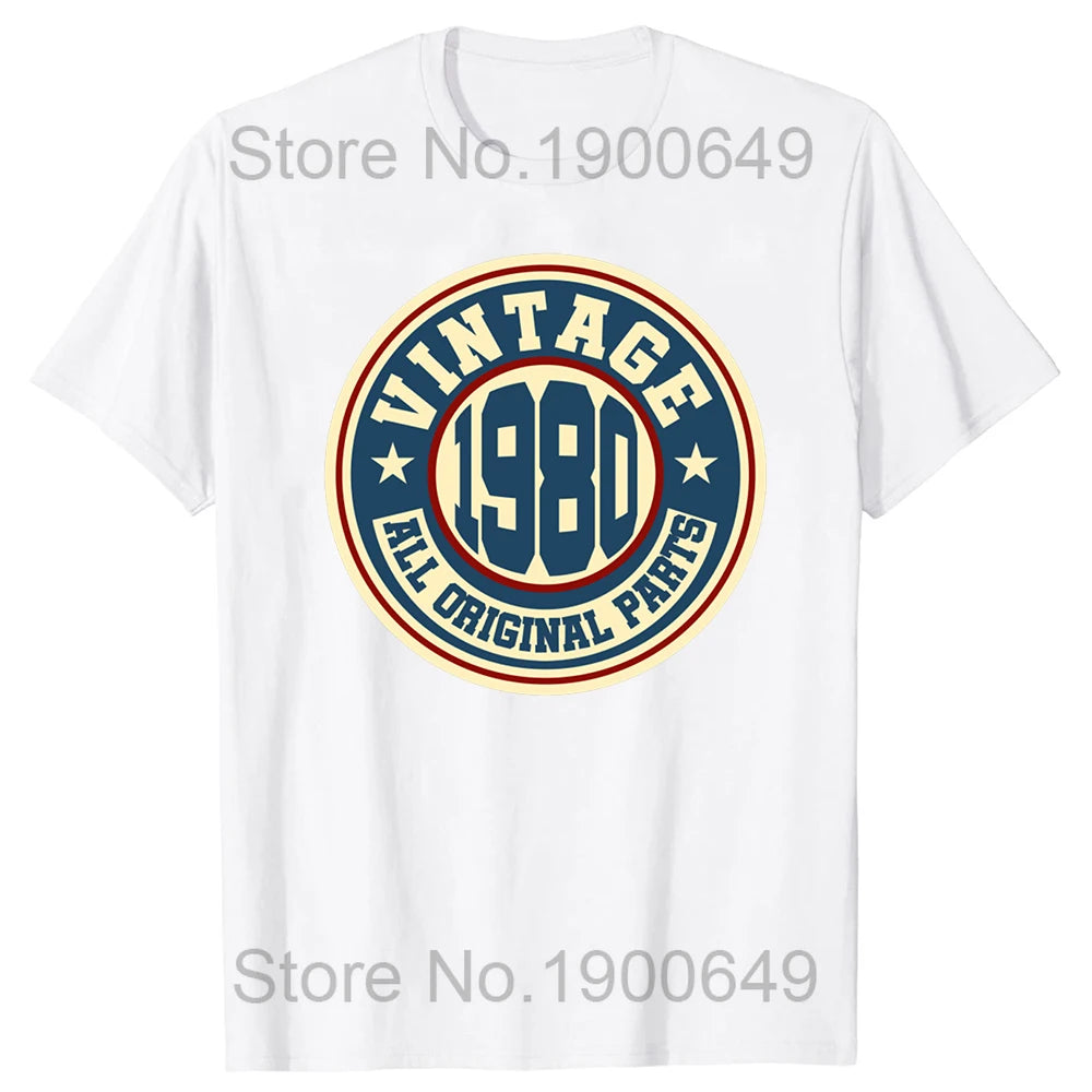 Men's Vintage 44th Birthday T-Shirt Summer 44 Year Classic 1980 Limited Edition Custom Printed Short Sleeve T-Shirt Top Tees