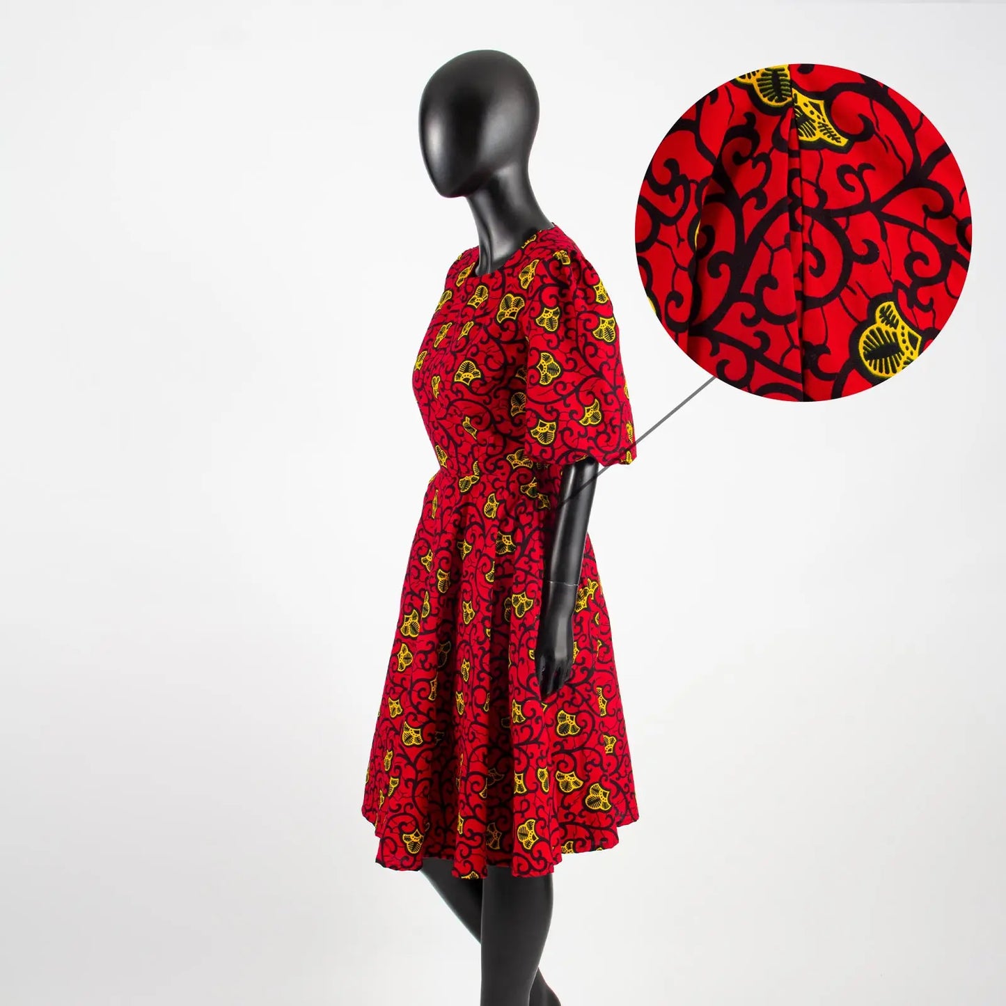 African Clothes for Women Girl Lady Dress Skirt Short Bubble Sleeve Blow the Knee Fashion Causal Bazin Riche Ankara Y2325085