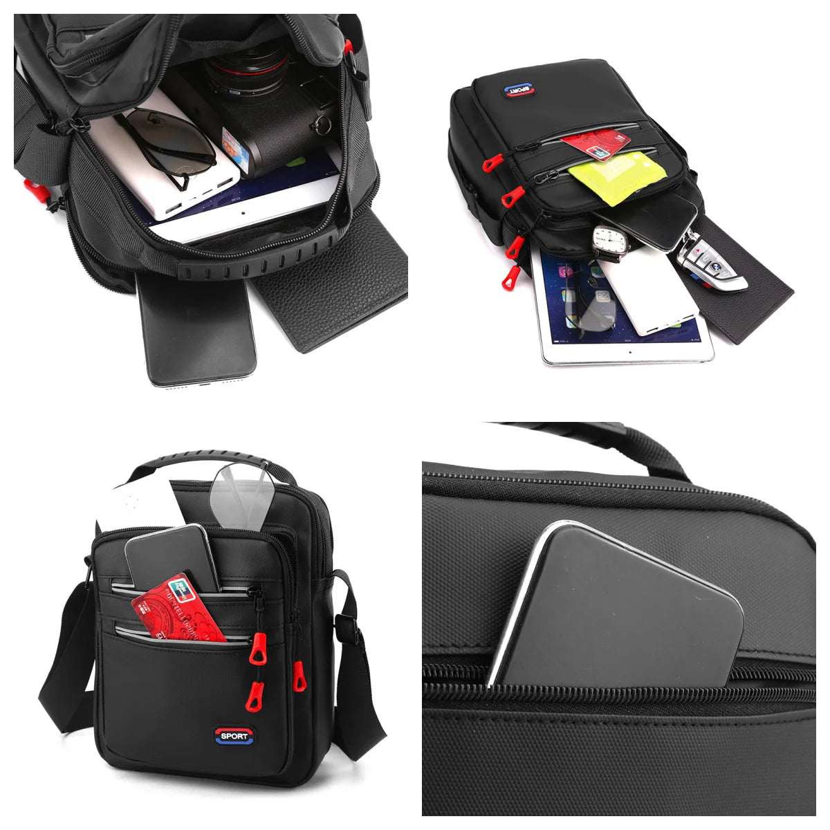 Stylish Minimalist Men's Shoulder Bag Large Capacity Multi-Compartment Men's Crossbody Bag Durable Men's Commuter Shoulder Bag