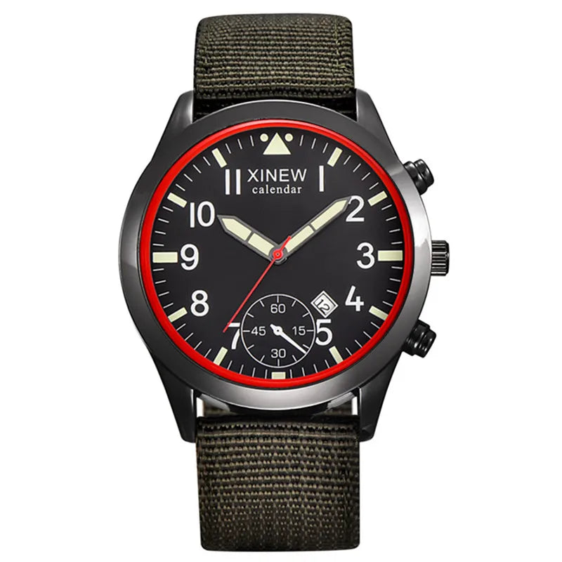 XINEW Cheap Brand Watches For Men Students Fashion Simple Leather Band Army Sports Date Quartz Watch Relogios Masculinos 2024