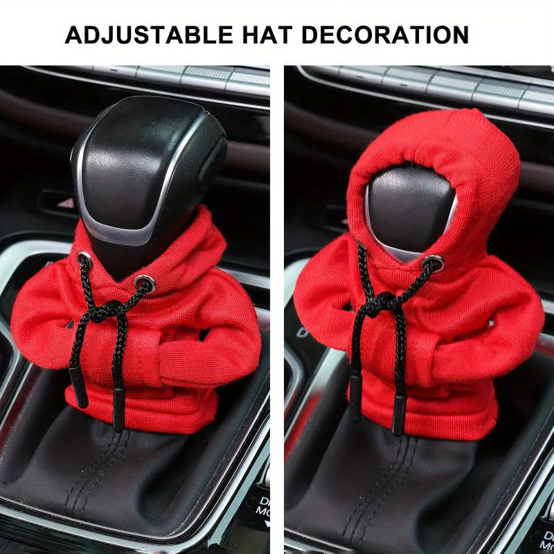 Hoodie Creative Car Handle Gear Shift Knob Lever Cover Fashion Cute Car Gear Sweatshirt Change Lever Cover Interior Accessories