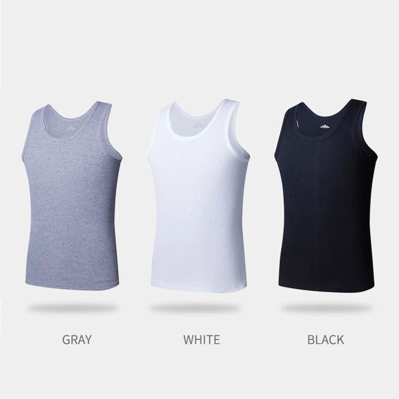 Summer Plus Size Men Clothing Tank Tops Black White Gray Singlets Sleeveless Fitness Men Vest Casual Bodybuilding Vest New