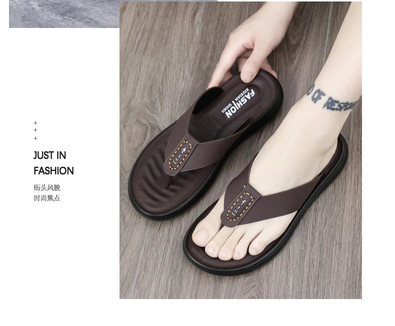 Summer men's high-quality outdoor casual slippers flip flops anti slip waterproof comfort beach shoes youth versatile sandals