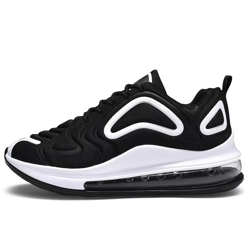 Low-Top Running Shoes Men's Large Size Air-Cushioned Casual Thick-Heeled Breathable Wear-Resistant Stripe Pattern Sports Shoes