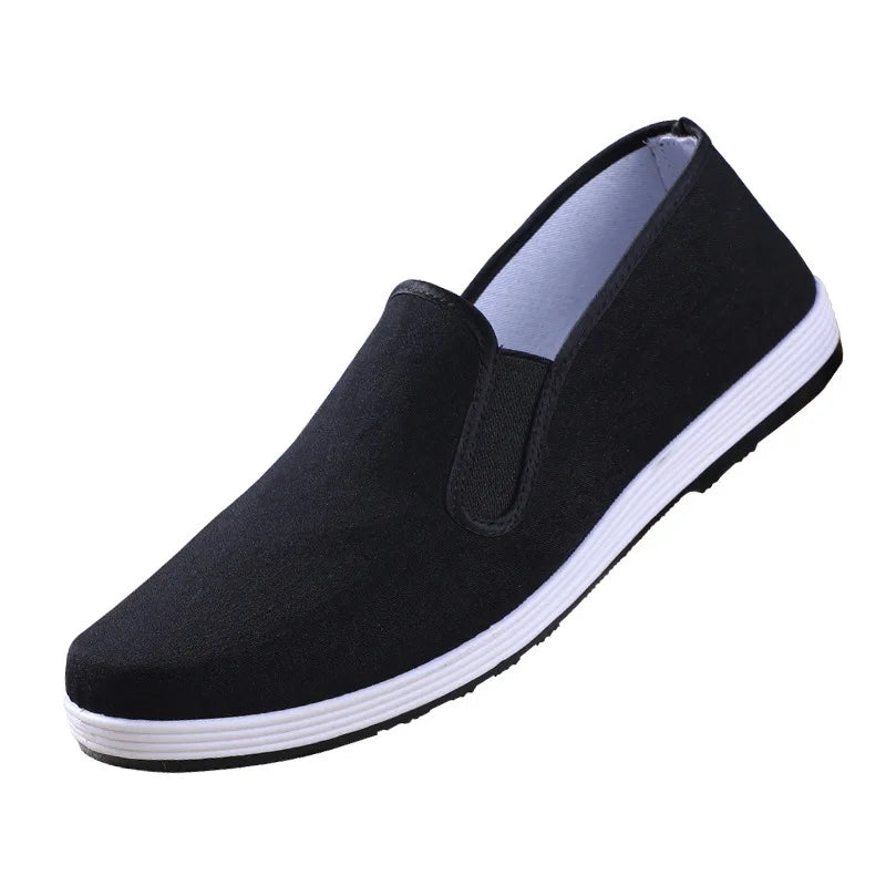 Beijing Men's Cloth Shoes New Style Work Shoes Rubber Sole Black Cloth Shoes One Step Work Shoes round Toe Breathable Wear Re...