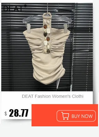 DEAT Fashion Vintage Bandage Design Hollow Out PU Short Strapless Vest For Women Outwear High Street Tank Tops Female 11A04791