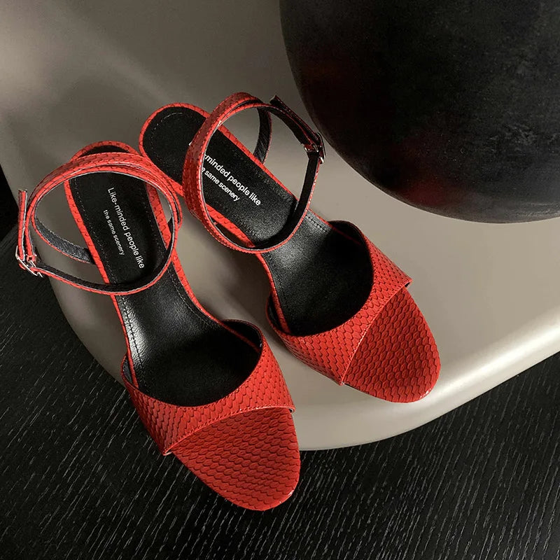 QUTAA 2025 Sexy Women High Heels Sandals Open Toe Pumps Shoes Slingbacks Party Genuine Leather Ankle Strap Shoes Office 34-40