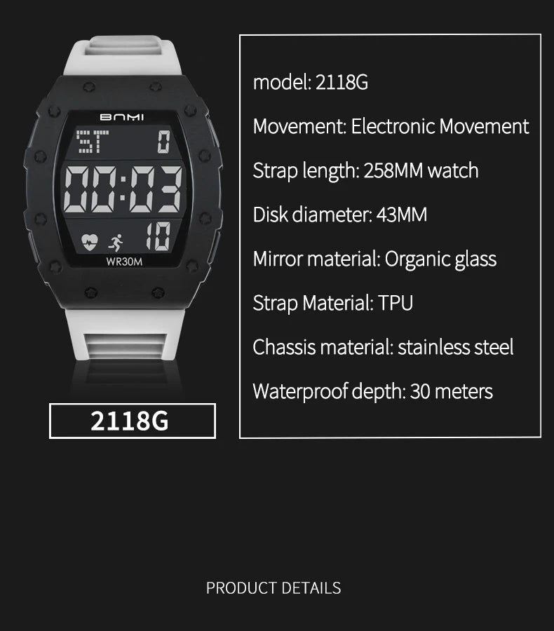 2025 Man Digital Watch Outdoor Sports Multifunctional Waterproof Shock Luminous LED Military Electronics Watch High-end Luxury