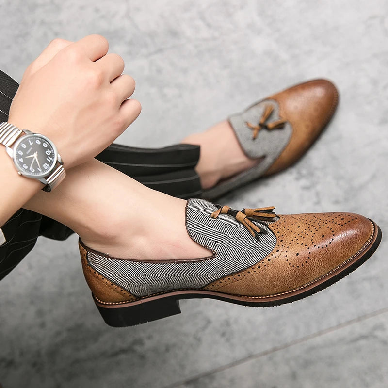 men leather shoes tassel loafers for men social shoe male classic shoes men elegant party moccasins mens fashion footwear
