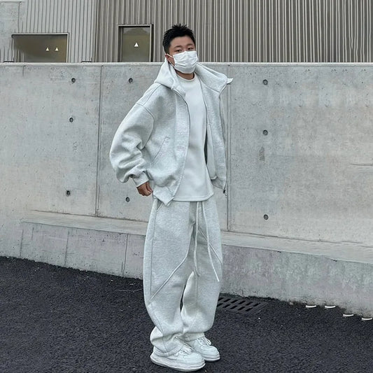 2025 Men Loose Fit Hoodie Jogger Set Plus Size Casual Sportswear Sweatshirt Pants Outfit Gym Running Streetwear Fashion