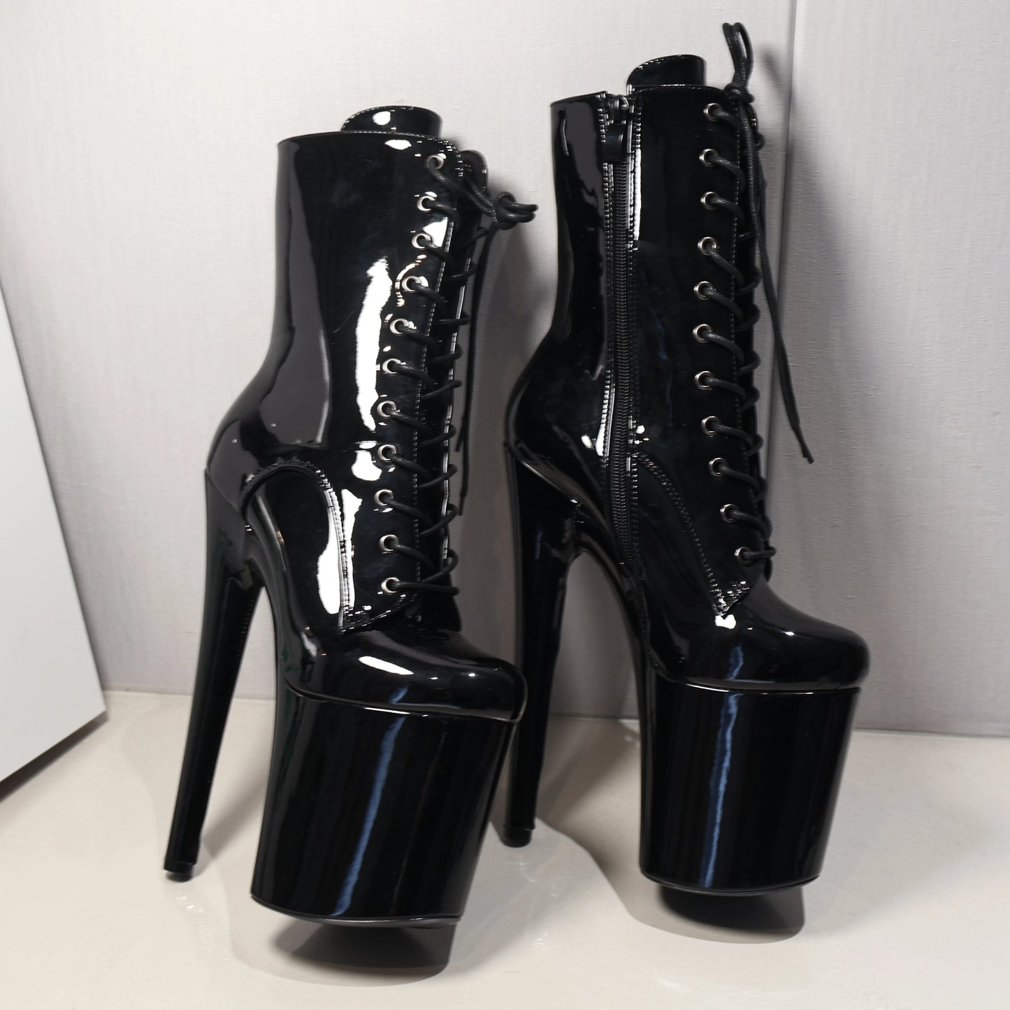 New 20cm/8Inchs Ankle boots for Women Heels Platform Lace Up Pole Dance Stripper Shoes Short Boot Spring Autumn Large Size 44