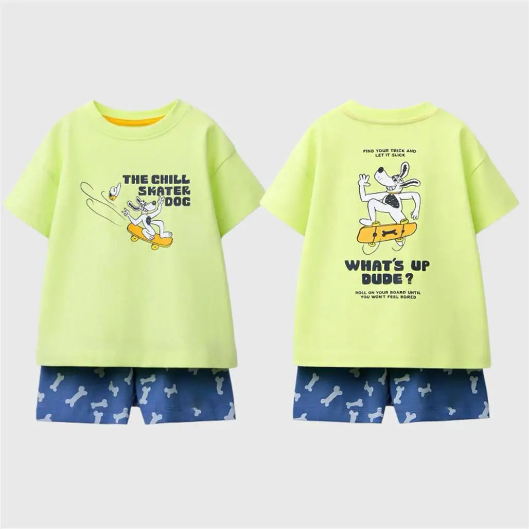 Casual Costume For Boys Child Short-sleeved Outfits Fashion Casual Clothes Summer Kids Tshirt+Shorts Two Piece Set Outer Wear
