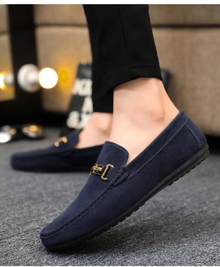 Spring and Summer Men's Shoes, Low-Cut Beanie Shoes, Versatile Casual Shoes, Breathable Leather Shoes, Black Work Shoes, Slip-Ons