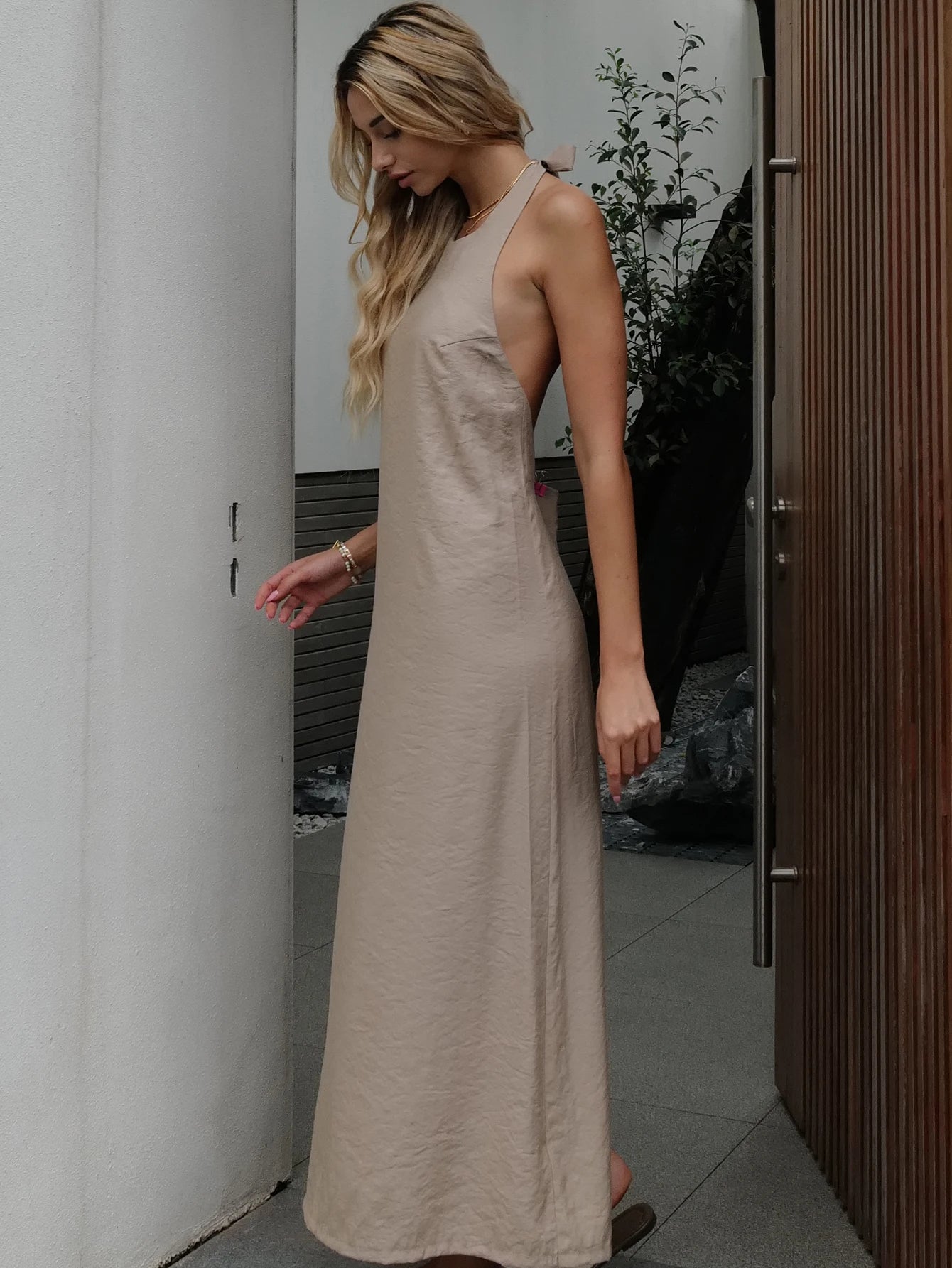 Kaleirda Summer Women Backless Elegant Ankle Length Dress Polyester