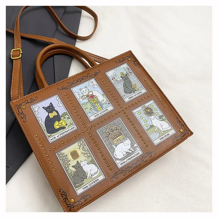Vintage and Luxury Designer Bag Popular Fashionable Tote Bag Large Capacity with Delicate Embroidery Cat Printing Bag for Women
