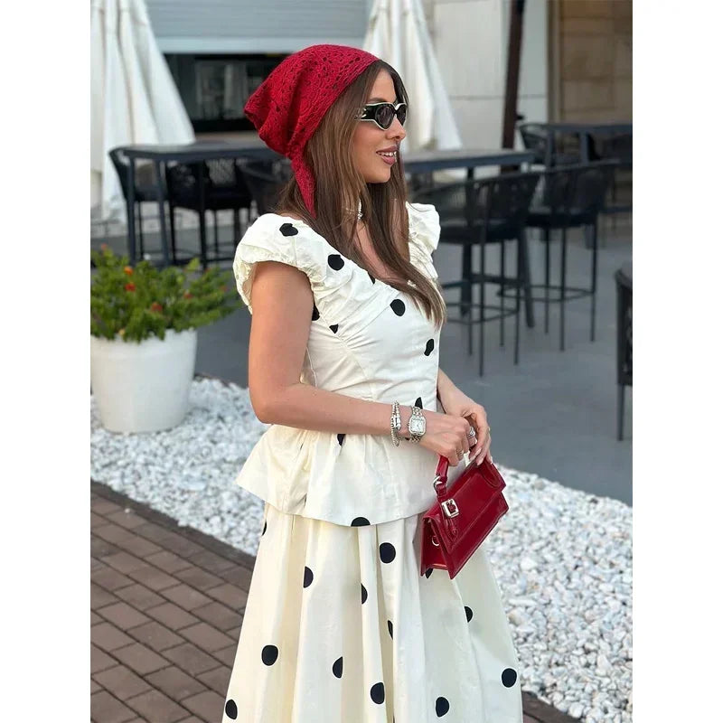 Vintage Polka Dot Backless Tank Tops Sexy Summer Street Chic Slim Deep V Neck Vest Casual Ruffles Sleeveless Tops Woman 2026 BAZAARHUBO