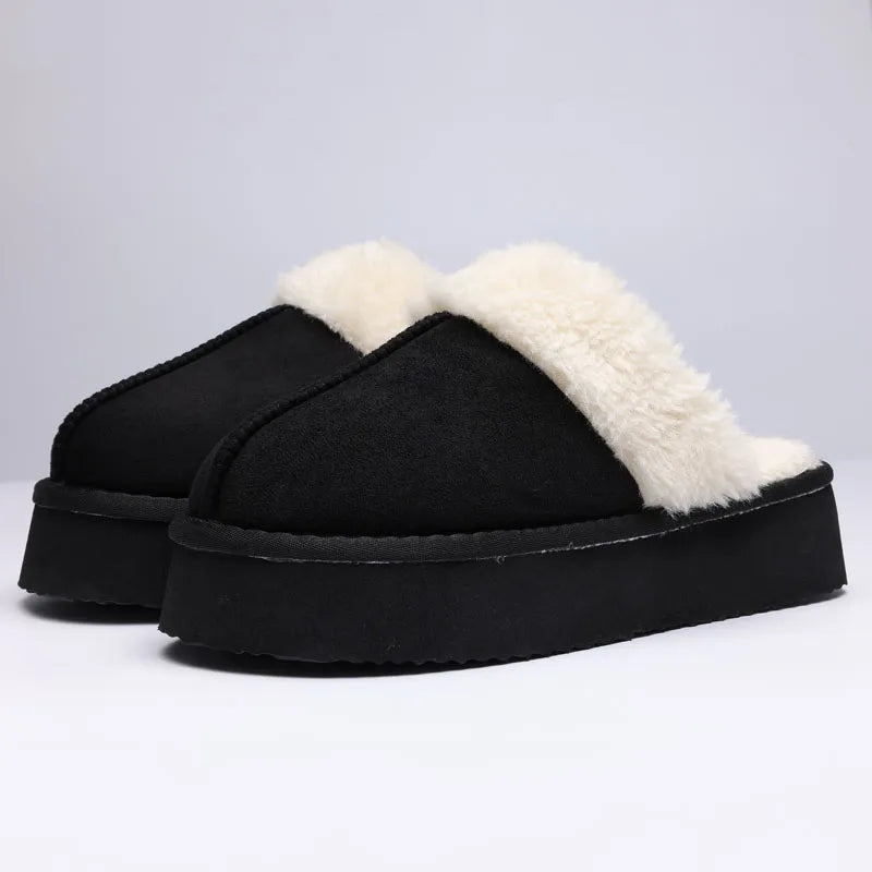 Smile Winter Fluffy Women Fuzzy Slippers Warm Short Plush Non-slip Cozy Soft Cotton Slippers  Indoor Fleece Lined Fur Slippers