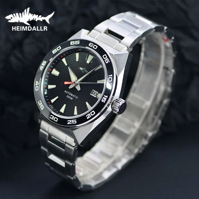 Heimdallr Monster Diver Watches NH35 Automatic Mechanical Frost Blue Dial Sapphire Crystal 200m Waterproof Luminous Men Watches