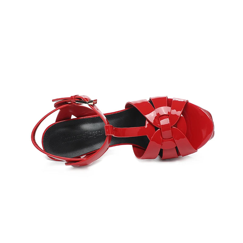 2023 Summer New Genuine Leather Brand High Heels Women's Open Toe Single Shoes Wedding Party Fish Mouth Shoes 13CM High Heels