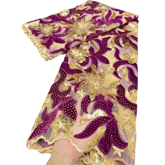 Fashion African Velvet Lace Fabrics 2025 High Quality Women Party Women Embroidery Nigerian French Lace Materials For Wedding