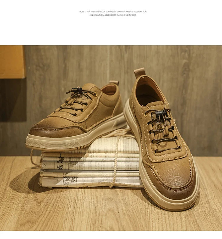 Fashion Cow Leather Casual Sneakers for Men 2025 Designer Soft-sole Men's Board Shoes Spring Autumn Sports Zapatos Para Hombre