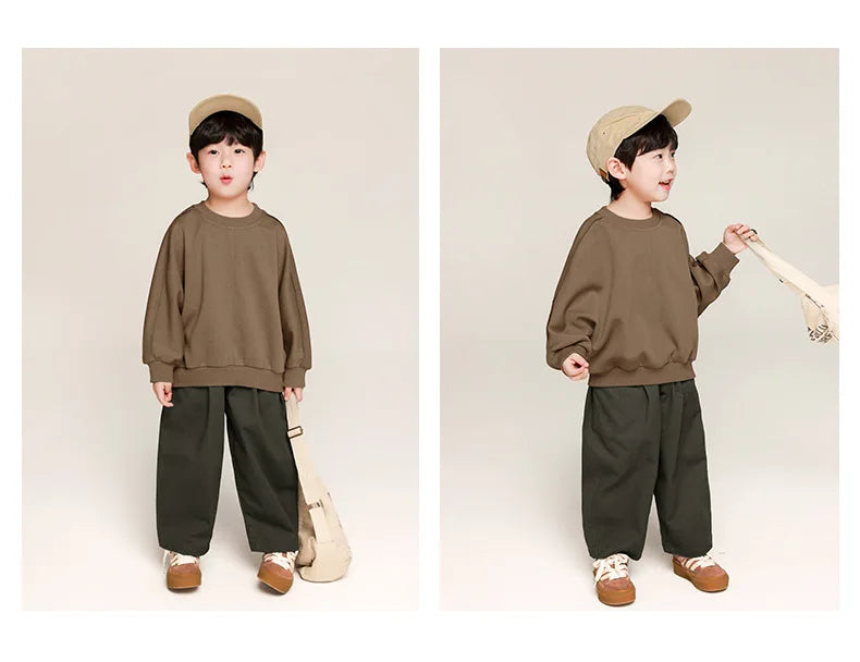 2025 Spring Kids Pants Korean style Children's solid color casual pants Boys cotton loose Trousers