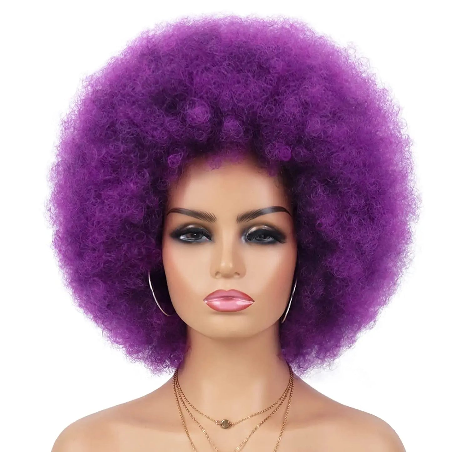 Synthetic 70s Afro Curly Wigs for Black Women Glueless Wear Soft Black Large Bouncy Natural Looking Full for Daily Party Use