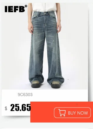 IEFB New Spring Men's Micro Flared Jeans Korean Straight Leg Design Solid Color High Street Fashion Male Denim Pants 9W1407