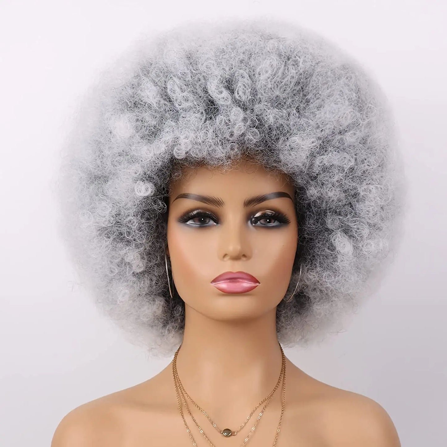 Synthetic 70s Afro Curly Wigs for Black Women Glueless Wear Soft Black Large Bouncy Natural Looking Full for Daily Party Use