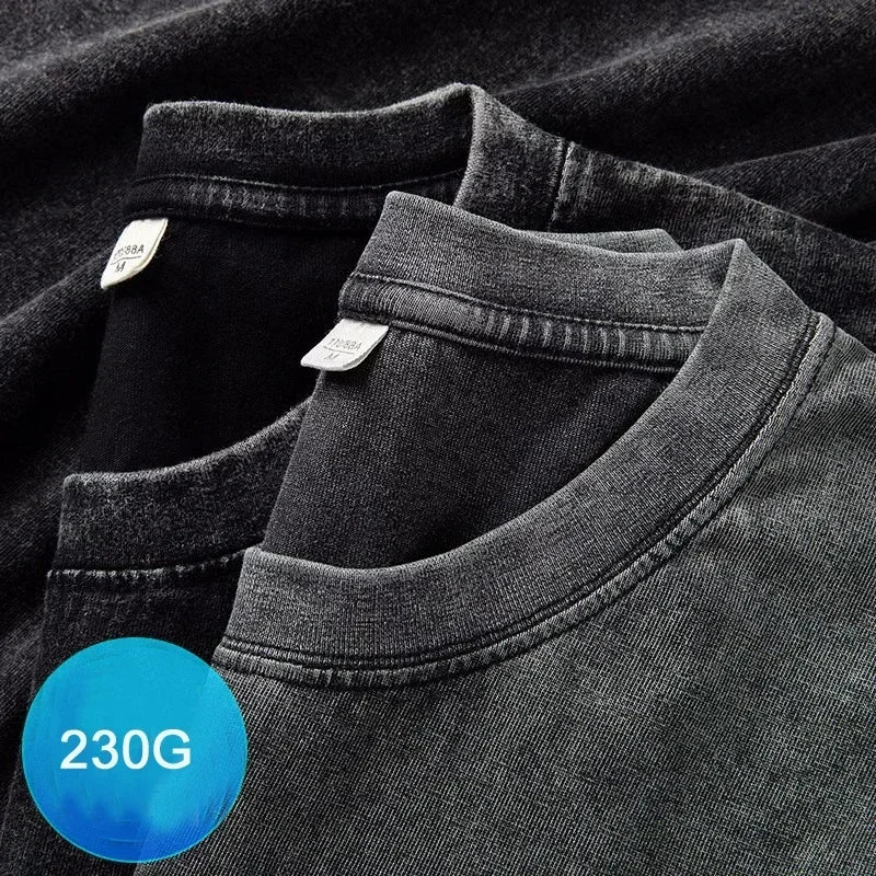 230GSM 100% Combed Cotton T Shirt for Women Men Washed T-Shirt Oversized Tshirt Casual Top Tee Shirt Luxury Male Clothing