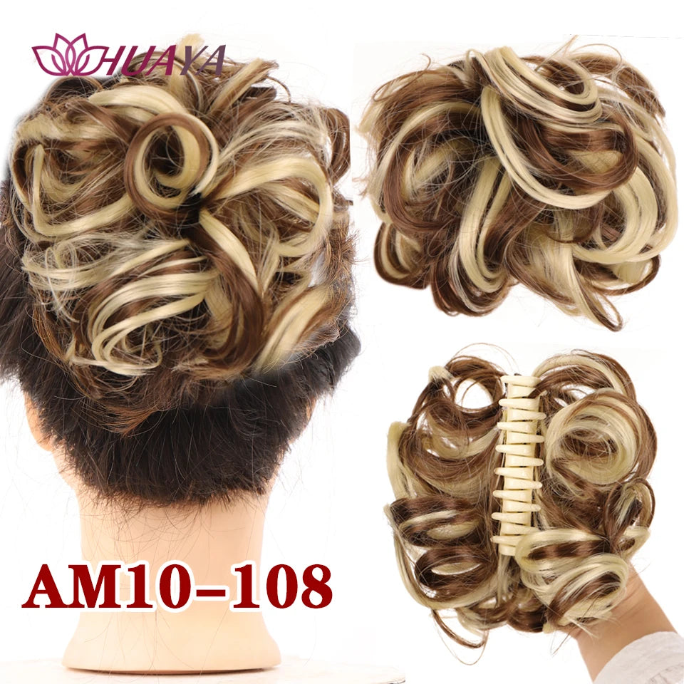 Synthetic Hair Bun Chignon for Women Messy Bun Hair Piece Tousled Updo Hair Extensions With Claw Clip Curly Hairpins Black Brown