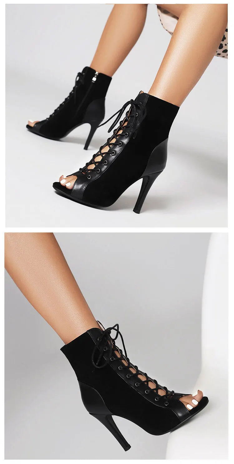 2024 New Fashion Women High Heels Party Peep Toe Ankle Boot Women's shoes For Latin Dancing Street Sexy Stilettos