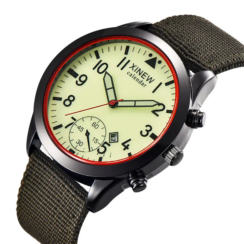 XINEW Cheap Brand Watches For Men Students Fashion Simple Leather Band Army Sports Date Quartz Watch Relogios Masculinos 2024