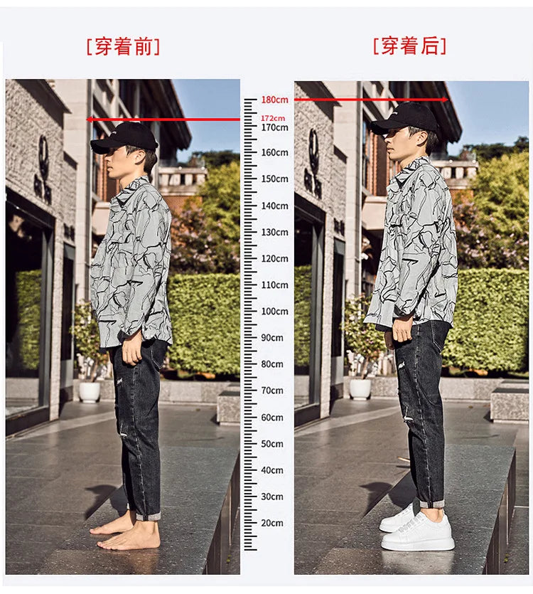 Men's Invisible Height Increasing Elevator Shoes Lace-up Sporty White Sneakers 6cm 8cm 10cm Taller Size Plus Invisible Elevate