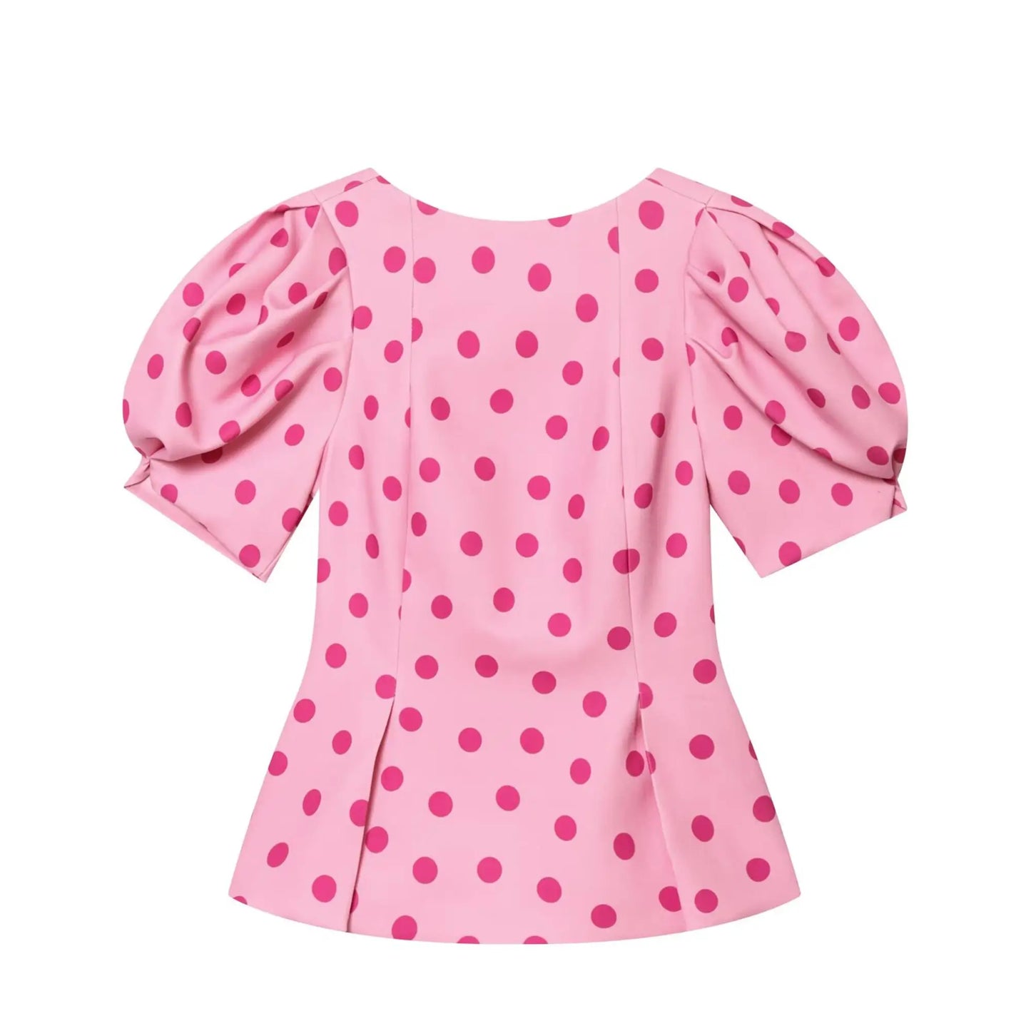 TFMLN Women's Sweet Blouse 2026 Street Chic O Neck Tee Female Summer Casual Vintage Polka Dot Puff Short Sleeve Tops New