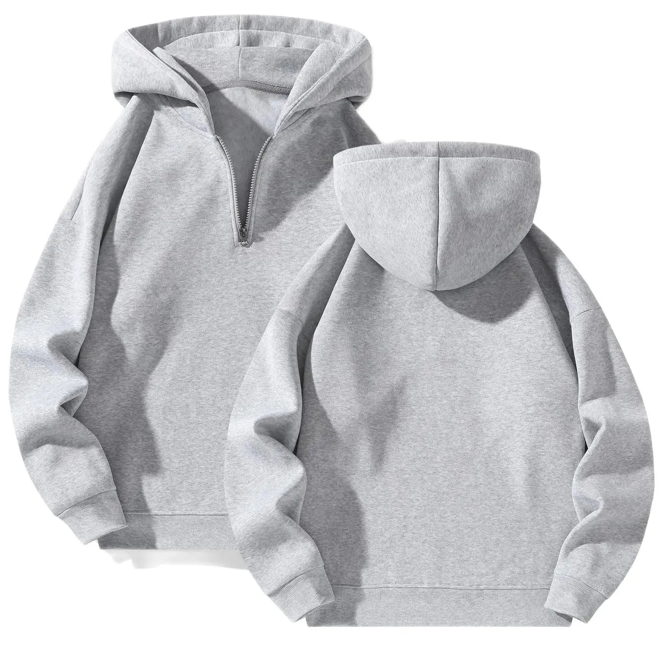 Men's solid color half zip hoodie, casual plain long sleeve pullover sweatshirt men's wear, autumn dress, autumn and winter wear