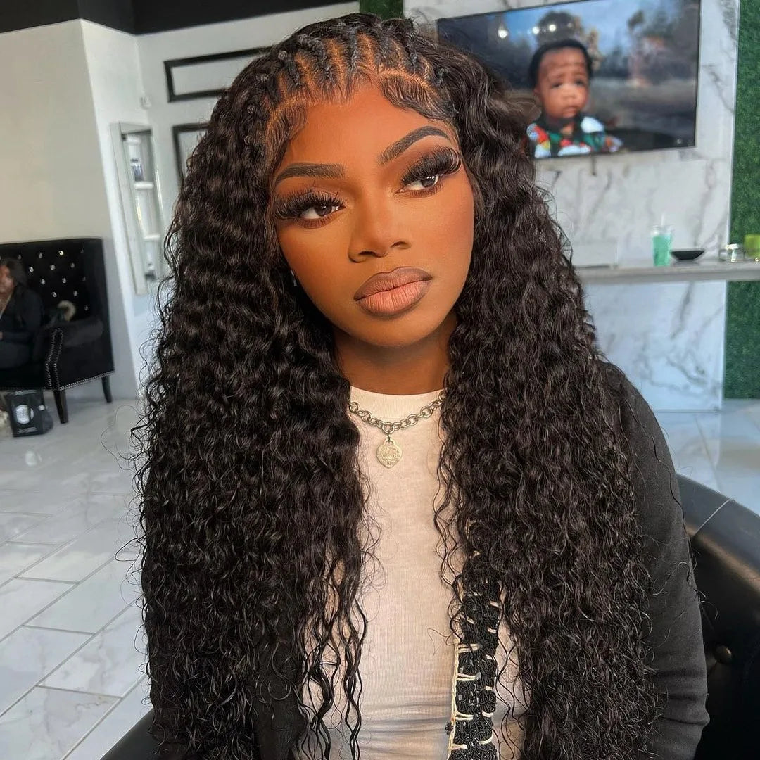 300% High Density Burmese Curly Lace Front Human Hair Wigs HD Transparent 13x6 13x4 Deep Wave Lace Frontal Wig Real Virgin Hair 40 46 Inch Water Wave Human Hair Wigs For Women Preplucked Hairline
