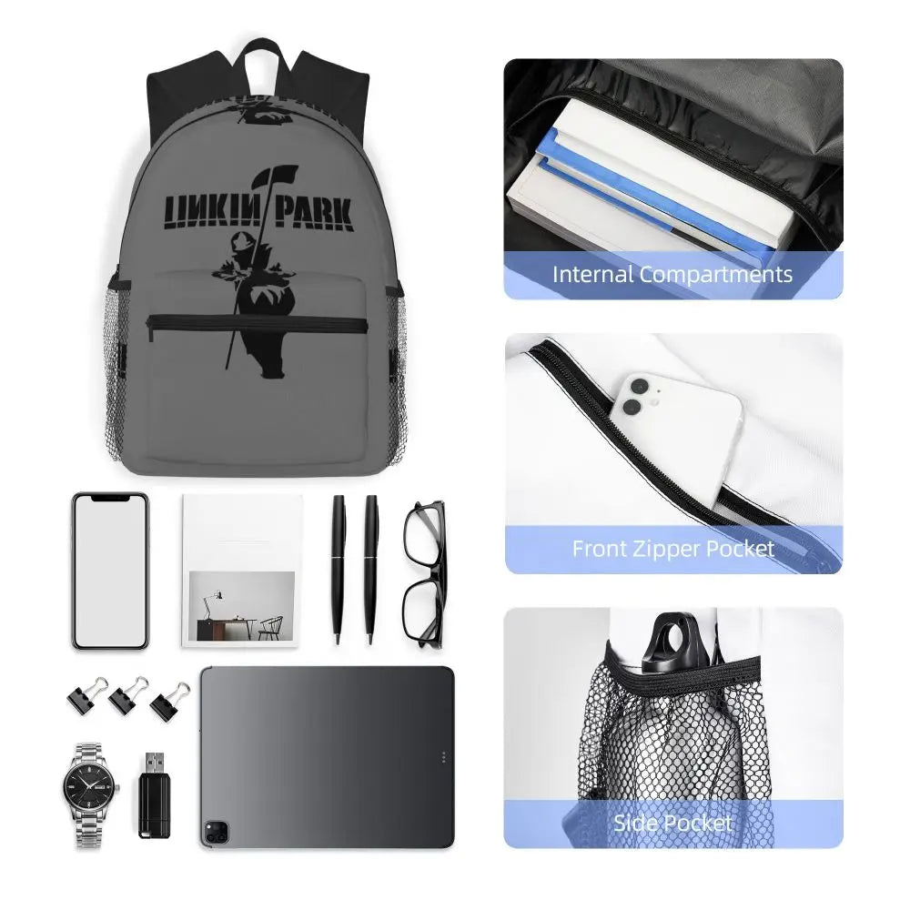 L-Linkin-S P-Park-S Band Student Backpack School Bag Hiking Travel Daypack for Boys Girls Fashion Bookbag Shoulder Bags