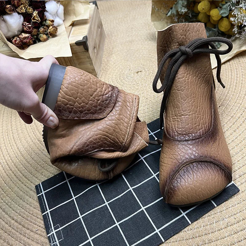Careaymade-Genuine leather women's boots Fashion retro warm Oversized shoes cow leather Pure handmade ankle boots Casual boots