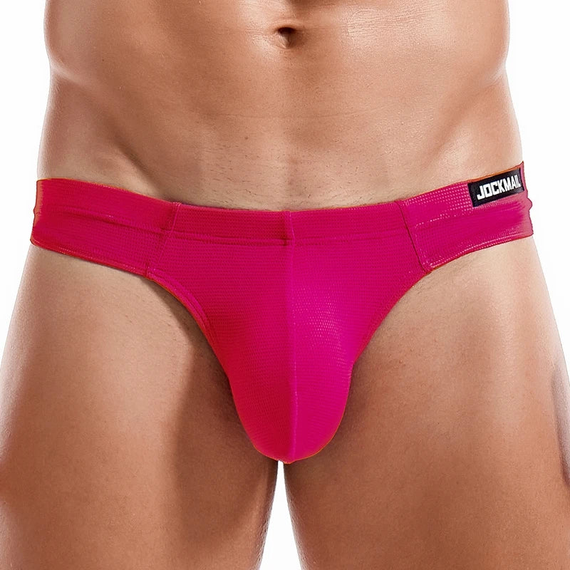 JOCKMAIL Sexy Men's G-string Fashion Low Waist Solid Color Male Thongs Underwear Breathable Mesh Sports Underpants Shorts