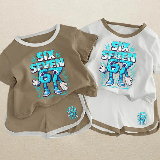 Kids Clothes Sets 2026 Summer Baby Boys Girls 67 Six Seven Short Sleeves T-Shirt+Shorts 2 Piece Outfit Children Casual Tracksuit