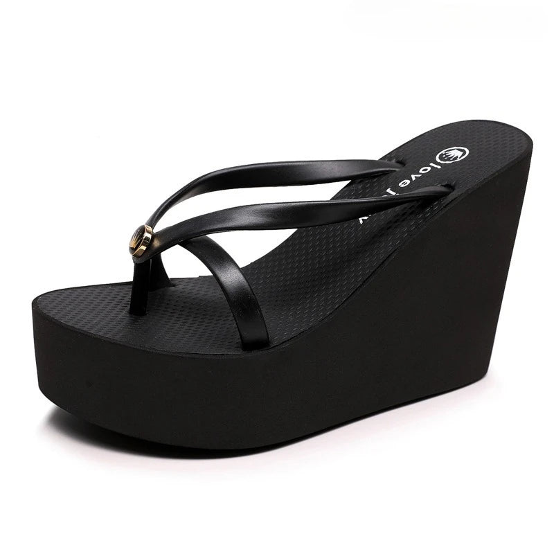 Sexy Slippers for Women in Summer High Slope Heel Shoes 11cm Thick Bottom Non-slip Women's Sandals Beach Slippers Wedge Sandals