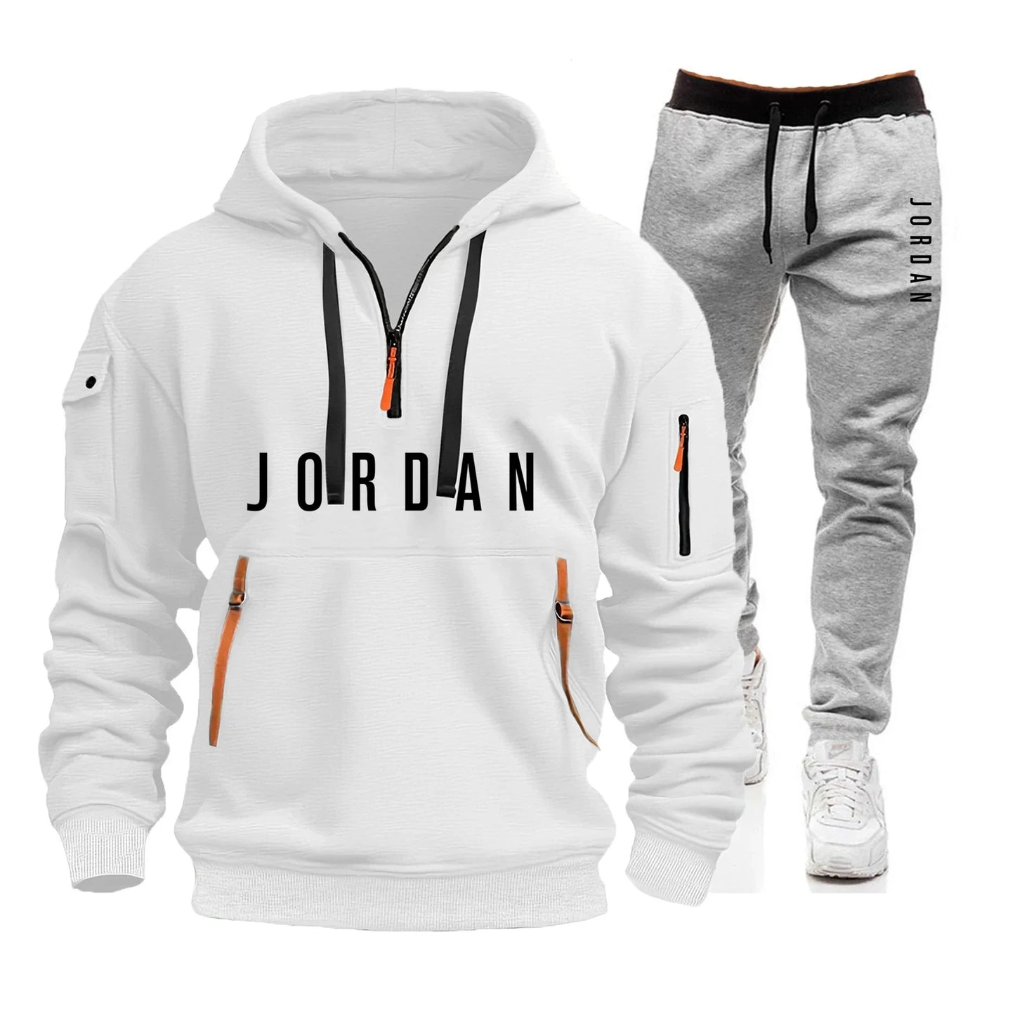 Autumn and winter men's sweatshirt set, fashionable and casual set, windproof thickened men's sportswear and pants 2-piece set