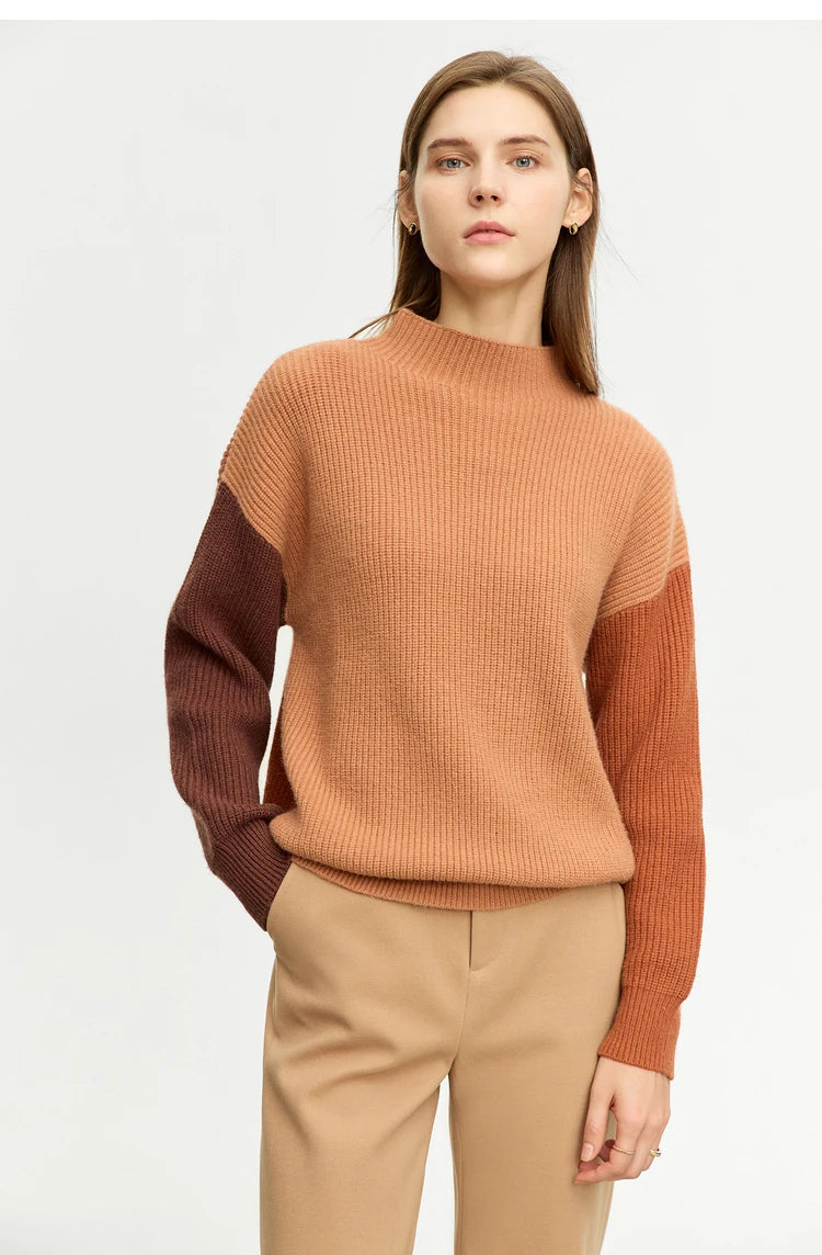 AMII Minimalism Sweaters Women 2024 Spring Street wear Spliced Knitted Top Drop Sleeve Loose Full Pullovers Sweaters 12344144