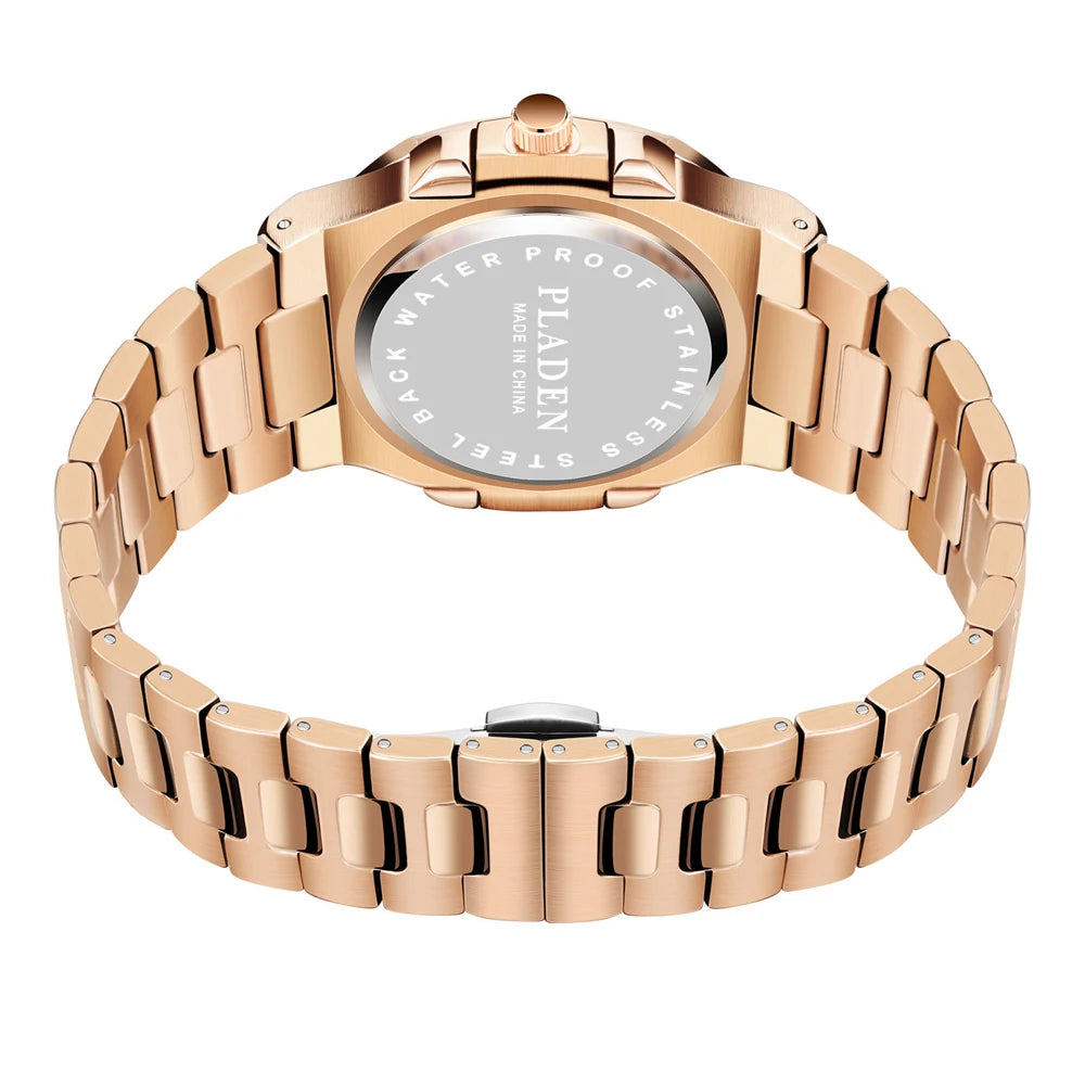 PLADEN Men's Quartz Watch Stylish Business Wristwatches Stainless Steel Calendar Waterproof Watches For Male High Quality New