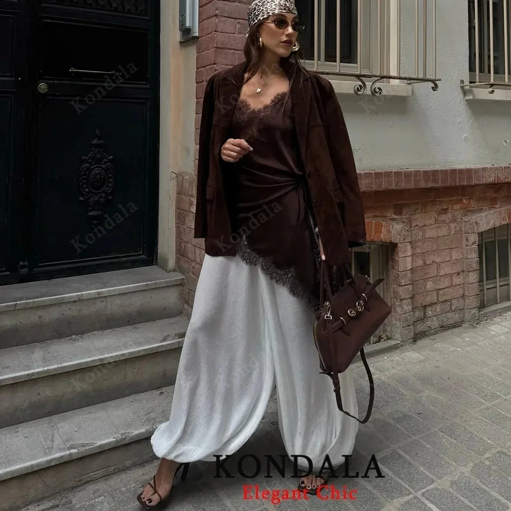 KONDALA Women Sexy High Street Lace Cami Short Dress Asymmetrical Dress 2025 Spring Autumn Fashion Party Dinner Date Mujer Dress